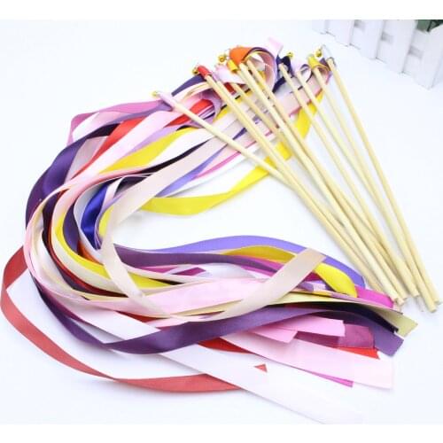 10Pcs Color Mixing Ribbon Stick Holding Rotating Magic Wand Garland for Wedding Decor Lawn Party Scene Layout Wedding Supplies