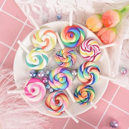 10Pcs/lot Cute Soft DIY Pottery Lollipops Charms Personality Bottle Pendants Resin DIY Decoration Earrings Necklace