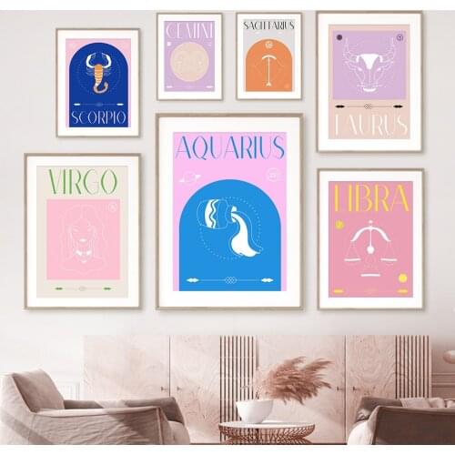 12 Constellation Zodiac Cancer Virgo Leo Wall Art Canvas Painting Nordic Posters And Prints Wall Pictures For Living Room Decor