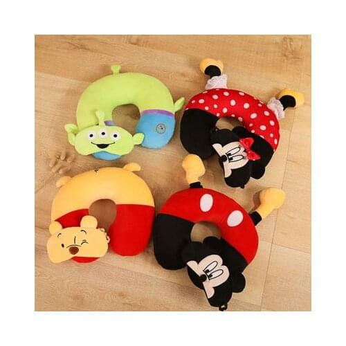 2pcs set Disney mickey mouse Cartoon Neck Pillow doll Blindfold Mask Travel U-shaped Pillow Car Use Office Neck Pillow