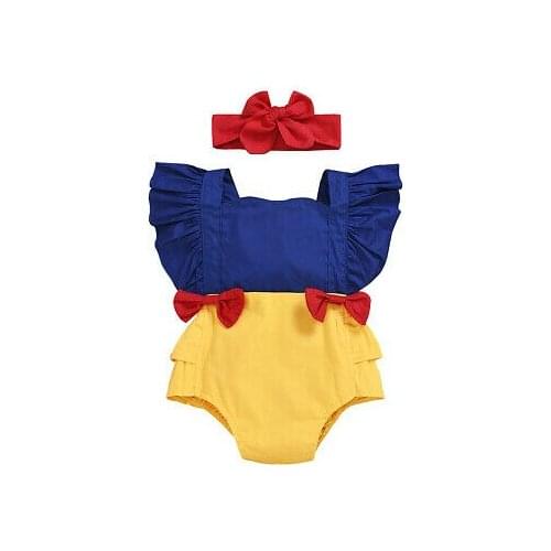 2020 Baby Summer Clothing Infant Newborn Princess Baby Girl Clothes Bowknot Bodysuit Jumpsuit Patchwork Outfit
