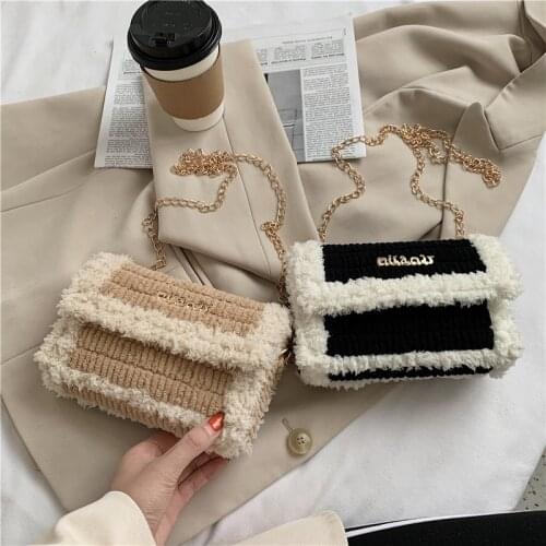2021 Diy Bags Homemade Hand-Woven Bags Wool Shoulder Women Messenger Female Material Bag Plush Knit Bag Gift For Girlfriend New