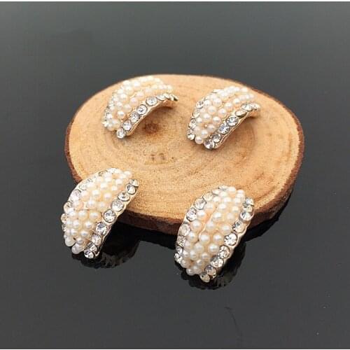 50pcs Arc Pearl Alloy Metal Rhinestone Appliques strass Wedding Hairpin Headwear Decor Buckle Button Garment Shoes Decoration