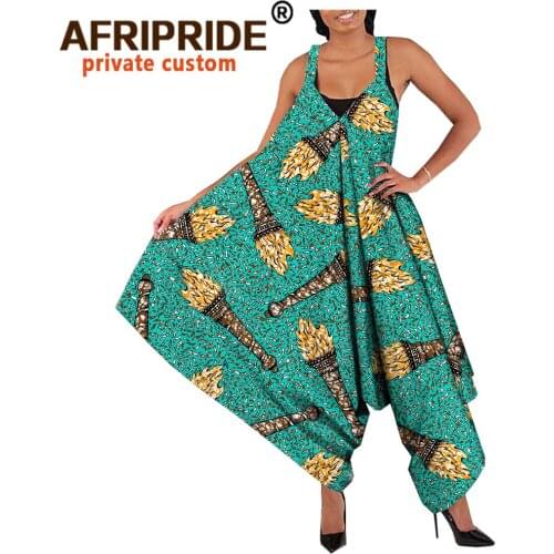 African clothes for women jumsuits plus size loose summer outfits dashiki ankara print women casual cotton playsuits A1929004