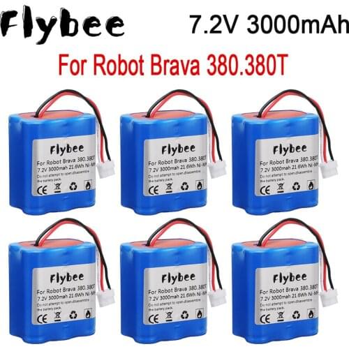 Upgrade 7.2V 2500mAh 3000mah Battery for iRobot Roomba Braava 380 380T Mint 5200c Ni-MH 3000mAh 3.0Ah 7.2v Rechargeable battery