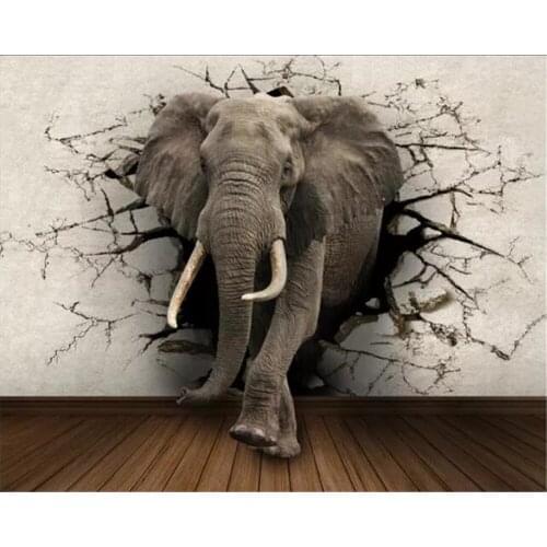 Beibehang Custom 3D stereo wallpaper mural personality living room bedroom restaurant bar elephant art mural TV background wall