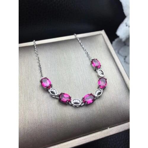 Natural pink topaz Bracelet Natural gemstone Bracelet 925 silver bracelet Fashion Elegant round geometry Female party jewelry