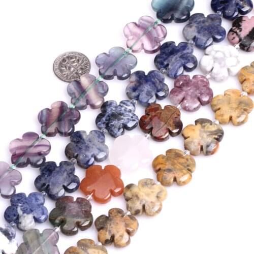 Gem-inside 20mm Natural Rose Flower Plumeria Stone Beads For Jewelry Making Bracelet Necklace DIY Jewellery Selectable Material