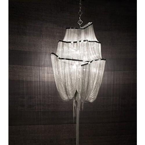 Postmodern hall light restaurant project hall aluminum chain chandelier villa office bar creative chain light