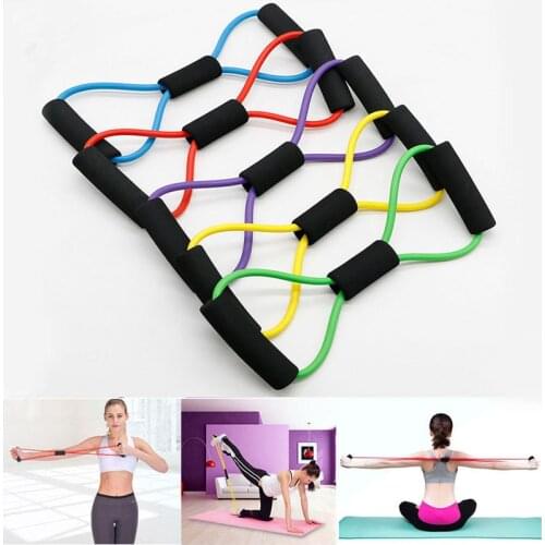Resistance Bands Yoga Fitness Resistance 8 Word Chest Expander Rope Workout Muscle Fitness Rubber Elastic Bands for Exercise