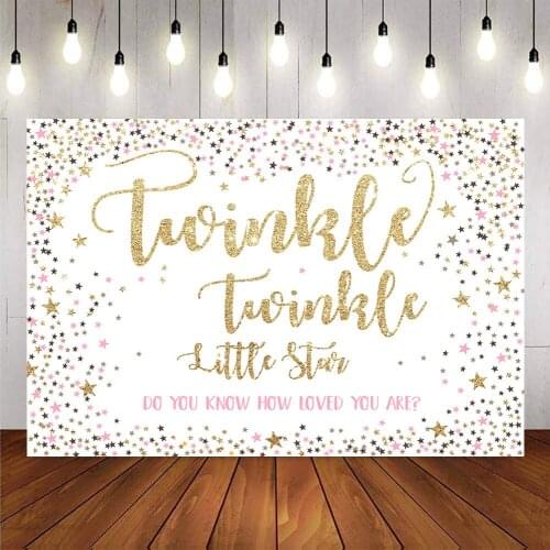 Twinkle little star backdrop for photography newborn baby shower photo background studio gold glitter first birthday party decor