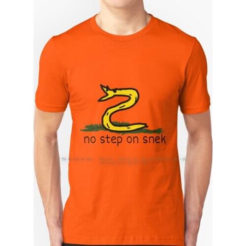 No Step On Snek T Shirt 100% Pure Cotton Dont Tread On Me Funny Gadsden Flag American Dont Tred On Snek 4chan Meme Pol Creative