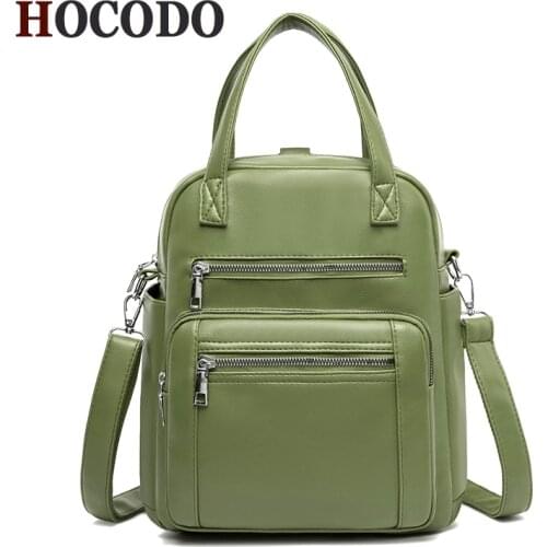 HOCODO Fashion Backpack Women PU Leather School Bags For Teenagers Girls Solid Color Shoulder Bag Travel Small Backpack Mochilas