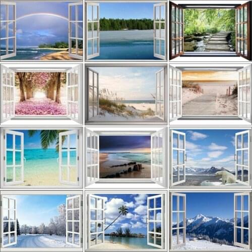 HUACAN 5D DIY Diamond Embroidery Window Diamond Painting Full Square Mosaic Picture Of Rhinestone Home Decor Gift