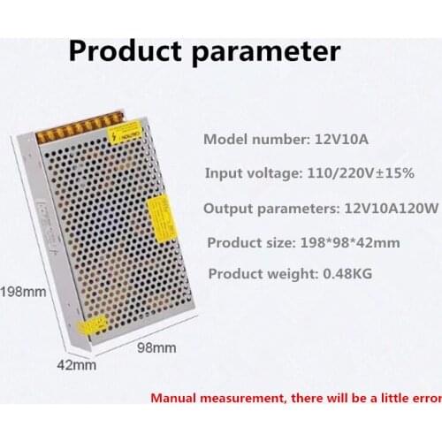 Switching converter mode power supply 10 Amp 120W 12V AC / DC Adapter LED Strip Light