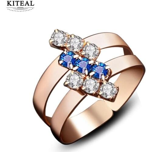 KITEAL Newest size resizeable Goddess 2 ring with 3 stones 27mm width punk style Men jewelry Prom Accessories