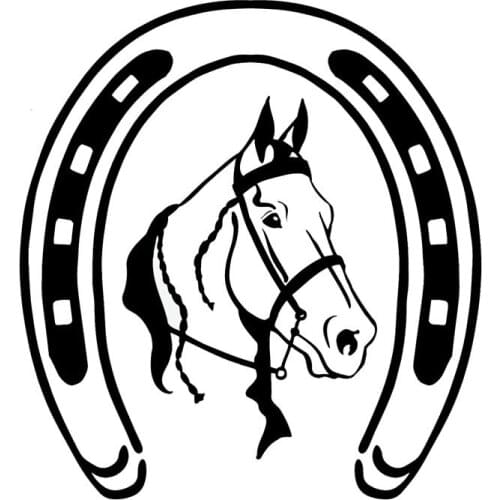 Classic Horseshoe Car Sticker Pvc Horse Head Creative Auto Parts Body Window Decoration Waterproof Sunscreen Decal 17cm*18cm