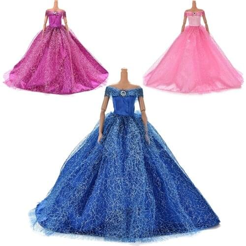 Colorful Elegant Handmade Summer Bridal Gown Princess Dress Clothes Wedding Party Dress For Barbie Doll Acessories