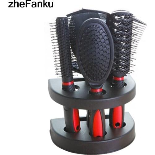 5Pcs/set Professional Hair Brush Kit Hair Combs+Mirror+Storage Holder Hairbrush Hairdressing Comb Hair Styling Tools Accessories