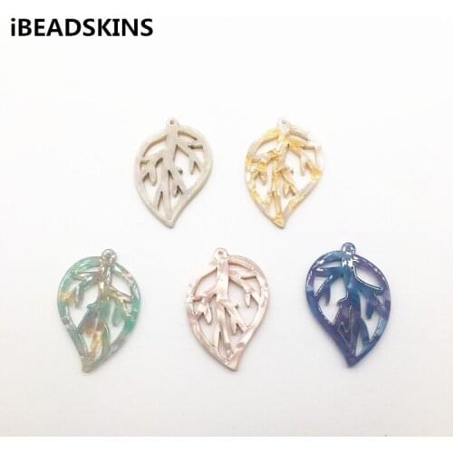 New arrival! 39x27mm 50pcs/lot acetic acid leaf-shape charms for earrings accessories/Earring parts Jewelry Findings making