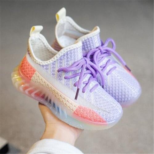 Girls' shoes 2021 summer new mesh breathable childrens sports shoes student leisure flying coconut shoes