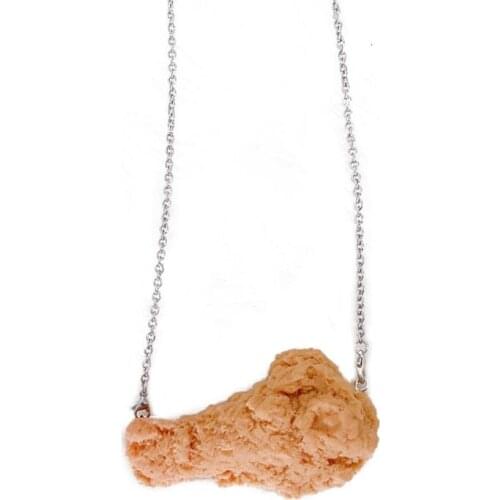 Simulation Fried Chicken Pendant Necklace Lovely Funny Crispy Chicken Wing Realistic Food Necklace Fashion Jewelry