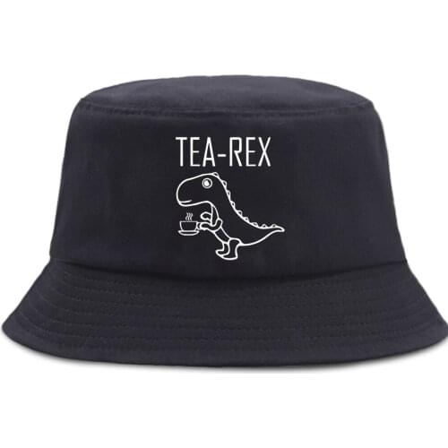 Cartoon Tea Rex Funny Print Fishermans Caps Outdoor Casual Bucket Hats Unisex Summer Beach Panama Hat Sun Shade Foldable Cap