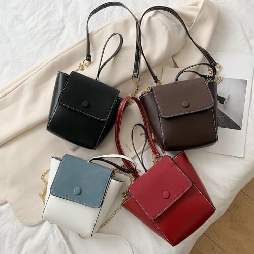 Portable Womens Shoulder Chain Messenger Bag Fashion Solid Color Flap Purse Female Casual PU Leather Travel Crossbody Handbag