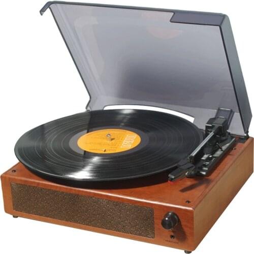 Portable Gramophone Vinyl Record Player Vintage Classic Turntable Phonograph with Built-in Stereo Speakers
