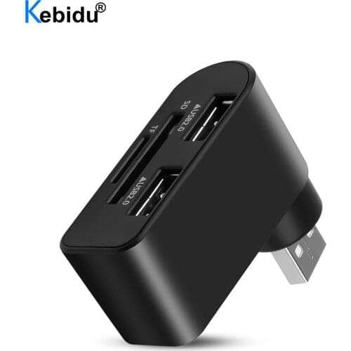 Multi 2.0 Usb Hub With TF SD Card Reader 2 Port High Speed Rotate Splitter Adapter for Laptop Notebook PC Computer Accessories