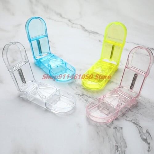 PILL CUTTER Splitter Half Storage Compartment Box Medicine Tablet Holder Safe