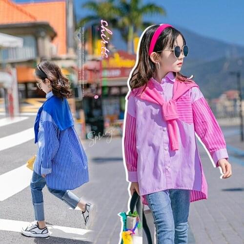 Girls Stripe Shirt 2021 Spring Girls Blouse Teenage School Girls Shirts for Girls Clothes Children Fashion Tops Kids Clothes