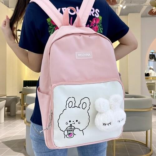 Womens Patchwork Backpack Cutr Girls Large Capacity Nylon School Bag Female Student Anti Theft Rucksack Ladies Backpack Mochila