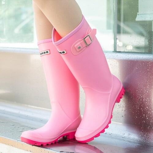 Waterproof Rainboots Female Knee-high Fashion Rubber Rain Boots Girls Shoes Rainboots PVC Water Shoes
