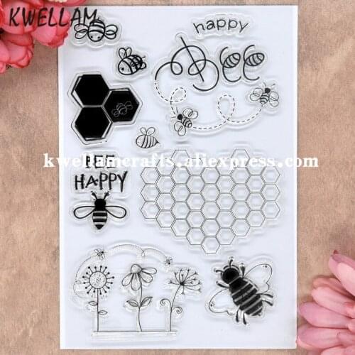 Happy Bee BEE HAPPY Scrapbook DIY photo cards rubber stamp clear stamp transparent stamp 10x15cm KW8070213