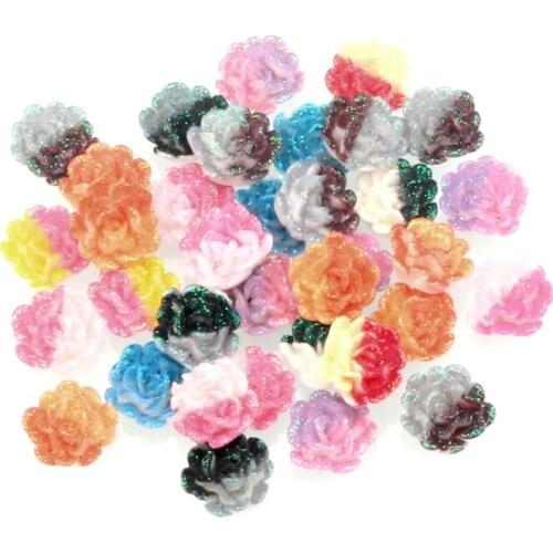 100Pcs 12mm Resin Flower Cabochon Flatback Decoration Crafts Embellishments For Scrapbooking DIY Accessories