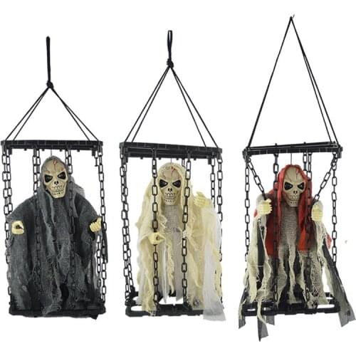 Halloween decorations hanging cage hanging ghost light ghost called skeleton ghost props ornaments