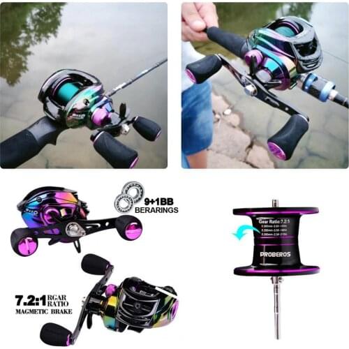 High Strength Anti Corrosion 7.2:1 Metal Fishing Reel Magnetic Brake Fishing Casting Reel Electroplating Drop Wheel Fishing Gear