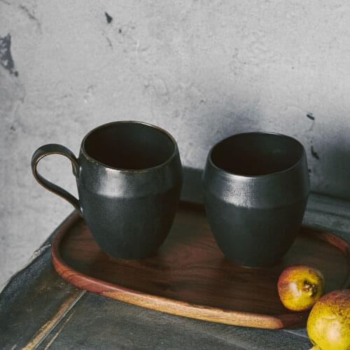 Japanese Tianmu metal black milk coffee cup ceramic tea cup design feeling irregular art model water mug teacup