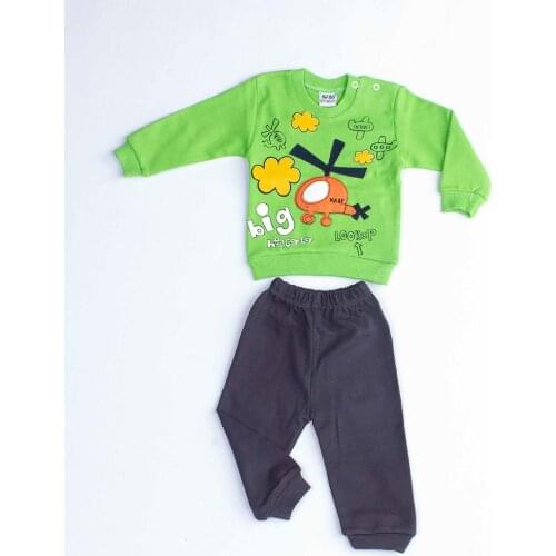 Green Baby Boy Daily 2 Piece Suit Set Cotton Daily Seasonal Casual Wear Boys Babies Suit Outfit Models