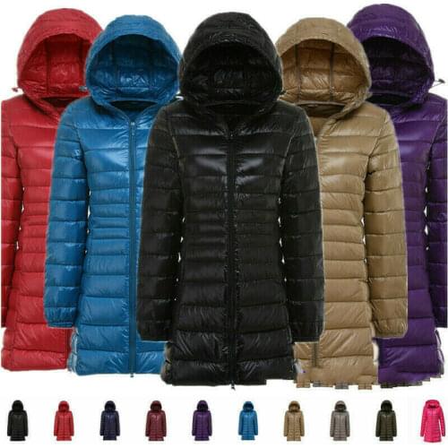 Womens Ultralight Overcoat Long Puffer Down Jackets Classic Autumn Winter Super Large Size Light Down Jacket Coat
