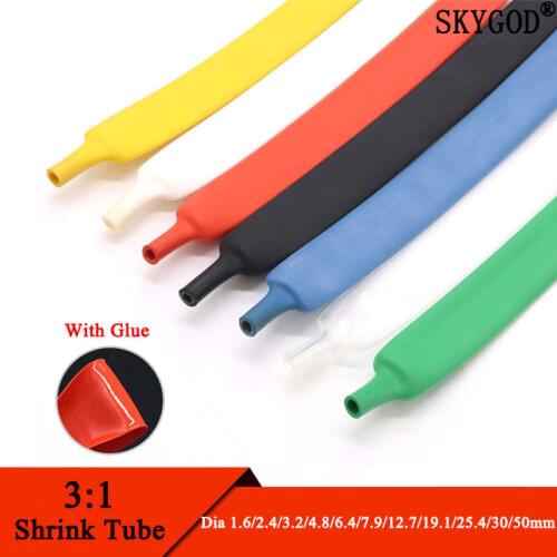 1M 30mm Diameter PE 3:1 Ratio Heat Shrinking Tube Adhesive Lined Dual Wall With Thick Glue Wire Wrap Waterproof Kit Cable Sleeve