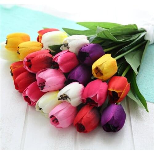 1pc/lot Real Touch Flowers Latex Tulips Flower Artificial Bouquet Fake Flower Wedding Bouquet Decor Flowers for Home Party Decor