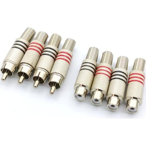 100pcs RCA Male /RCA female socket audio video cable connector Solder w/ Spring
