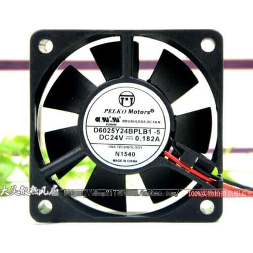 PELKO D6025Y24BPLB1 DC 24V 0.182A 60x60x25mm 2-Wire Server Cooling Fan