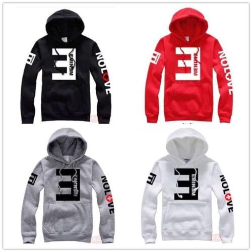 2017 Fashion Men Hoodies Fleece Eminem Printed Letter Thicken Long Sleeve Pullover Hooded Sweatshirt Pocket Plus Size M-XXXL