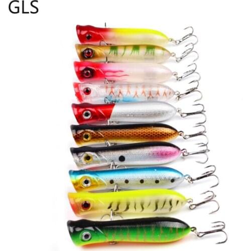 2021NEW 12G/8CM Popper Fishing Lures 3D Eye Artificial Simulation Hard Bait 6# Black Nickel Hook Fishing Tackle