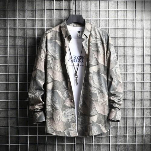 #4762 Spring Autumn Tie Dye Shirts For Men Lapel Collar Long Sleeve Shirts Men Plus Size 4XL 5XL Vintage Mens Shirts Slim Fit