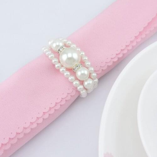 6Pcs/lot Rhinestone Pearl Napkin Rings For Wedding Decoration Party Banquet Supplies Serviette Holder European Style Home Decors