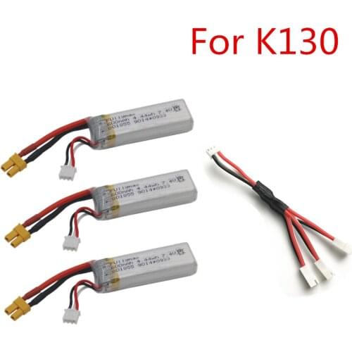 7.4V 600mAh Lipo Battery For XK K130 RC Helicopter Spare Parts Accessories XK K130 Battery With 1 to 3 adapter wire and Charger